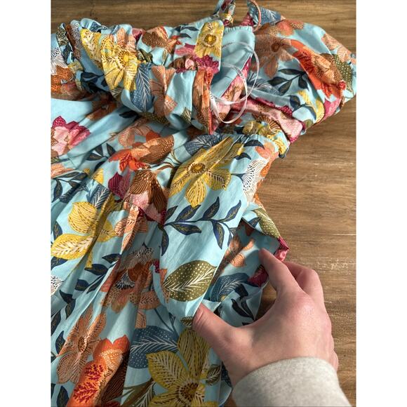 Vince Camuto Dress Womens 12 Blue Floral Halter Neck Fit and Flare Lined Pockets - Picture 12 of 12